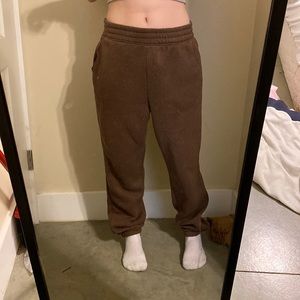 brown sweatpants